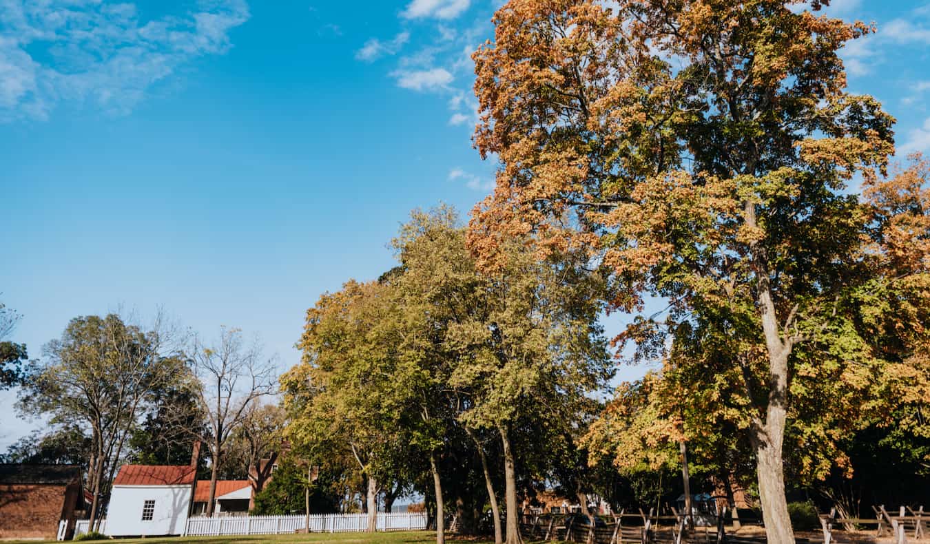 A historic building and greenery at a Civil War historic site