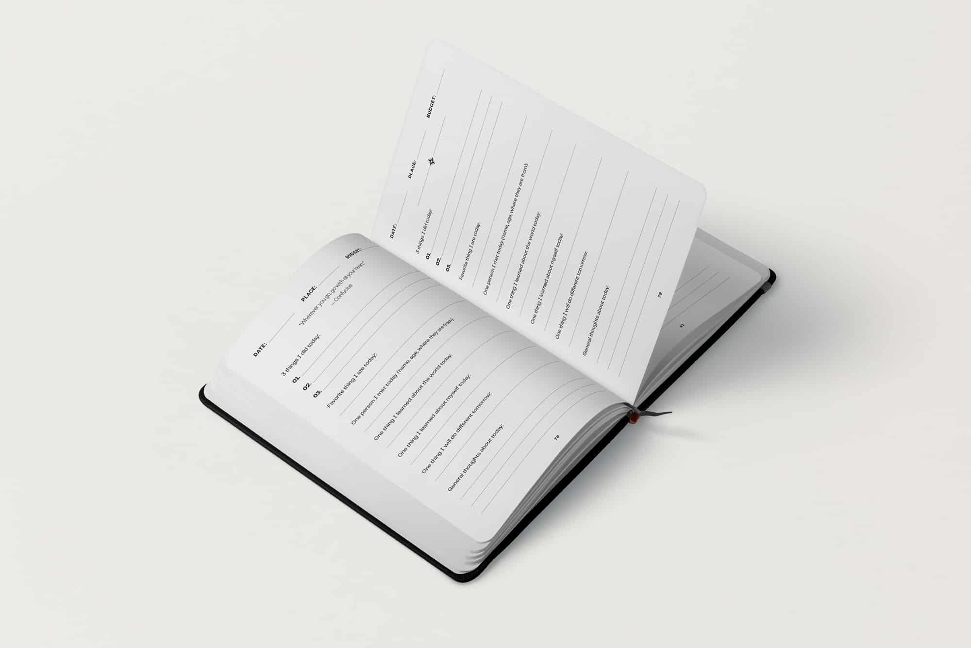 The interior of the My Travel Journal